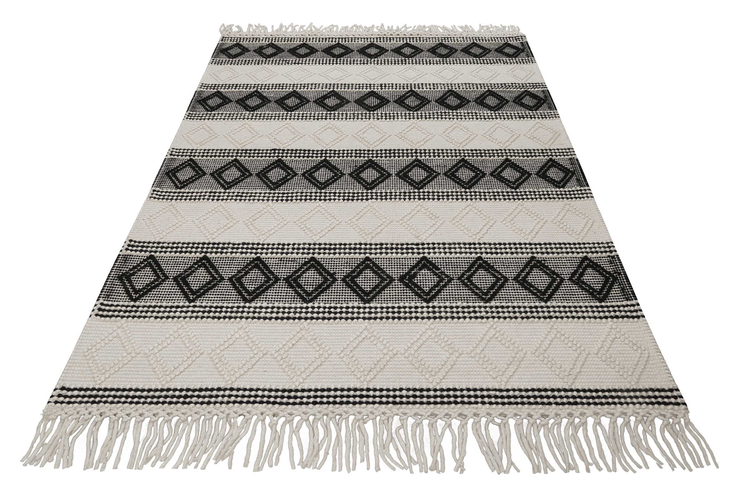 Esprit Teppich handgewebt Weiß Schwarz aus Wolle » Cara « - Ansicht 2