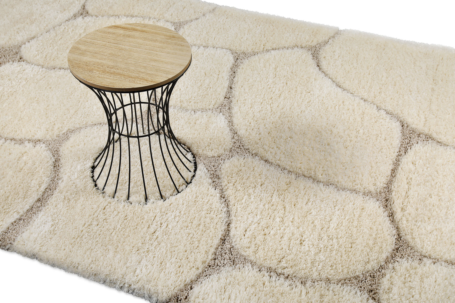 Hochflor Teppich Creme Beige 