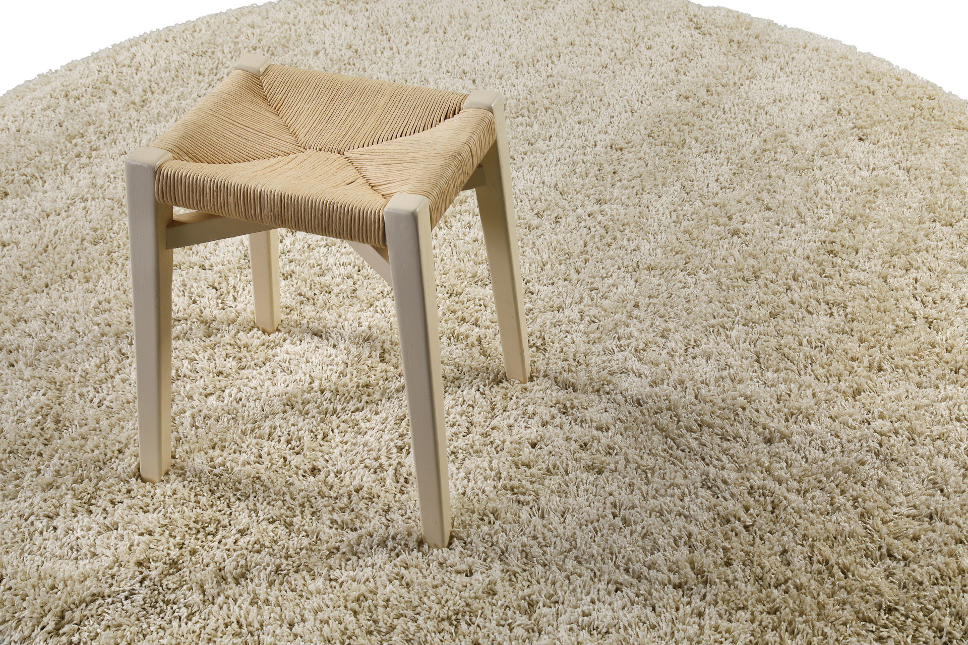 Hochflor Teppich Rund Beige 