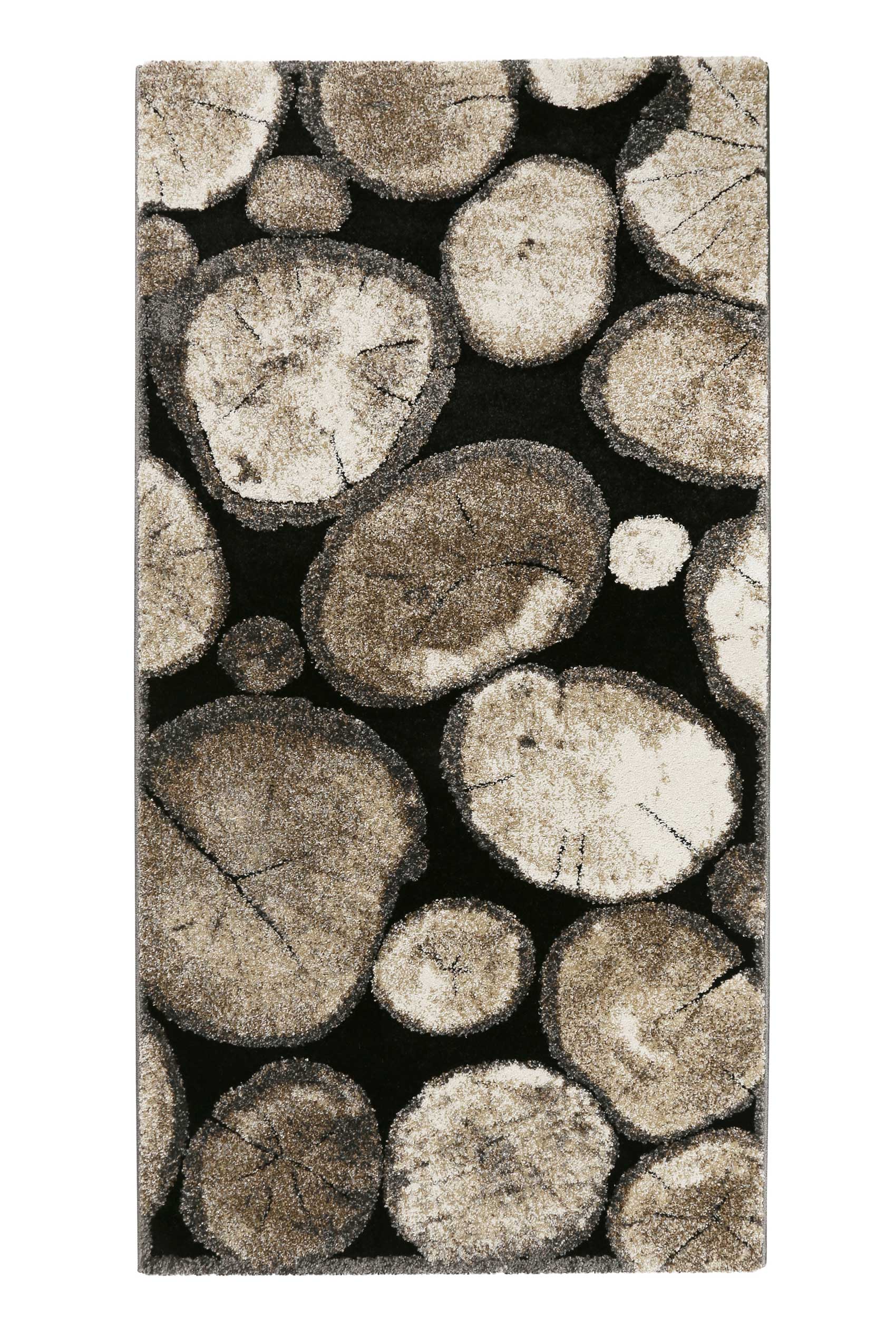 Teppich Holzbraun Schwarz Kurzflor 